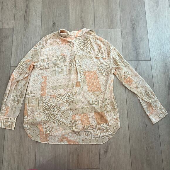 Rose & Olive Women’s Peach and Tan Button Down Blouse Size L - Picture 2 of 8